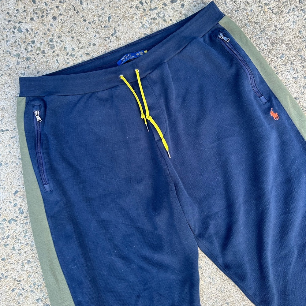 Polo Ralph Lauren Mens Double-Knit Mesh Jogger Pants Navy Blue Green Size 2XB